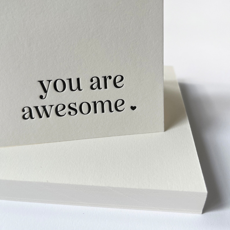 Awesome Letterpress Thank You Card You are awesome Simple Black and White Boxed Set of Six Letterpress Handmade image 1