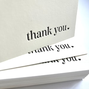 Simple Thank You Letterpress Cards - Elegant Wedding - Minimalistic Black and White - Boxed Set of Six - Modern Classic Handmade