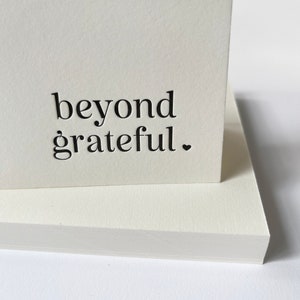 Unique Letterpress Thank You Card Beyond Grateful Gratitude Pink or Black and White Boxed Set of Six image 1
