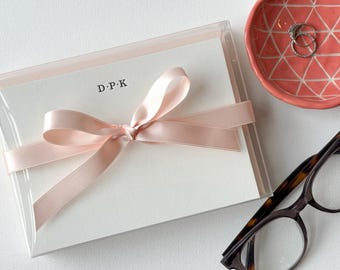 Monogram Letter press Stationary - Personalized - Classic Stationery for Women - Wedding Gift for Couple Minimalist Monogrammed Note Cards