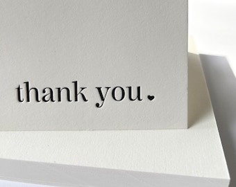 Simple Thank You Notes - Elegant Wedding - Minimalistic Black and White - Boxed Set of Six - Letterpress Printed