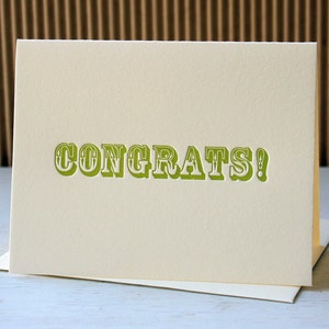 Simple Congratulations Card Vintage Wood Type Letterpress Handmade image 1