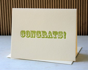 Simple Congratulations Card - Vintage Wood Type - Letterpress Handmade