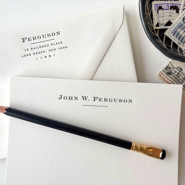 Personalized Letterpress Stationery - Address Printing - Executive Correspondence Cards - Stationary for Man