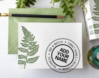Personalized Green Fern Note Cards - Fine Letterpress Stationery - Gift Ready Boxed Set