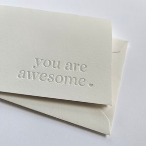 Awesome Letterpress Thank You Card You are awesome Simple Black and White Boxed Set of Six Letterpress Handmade image 4