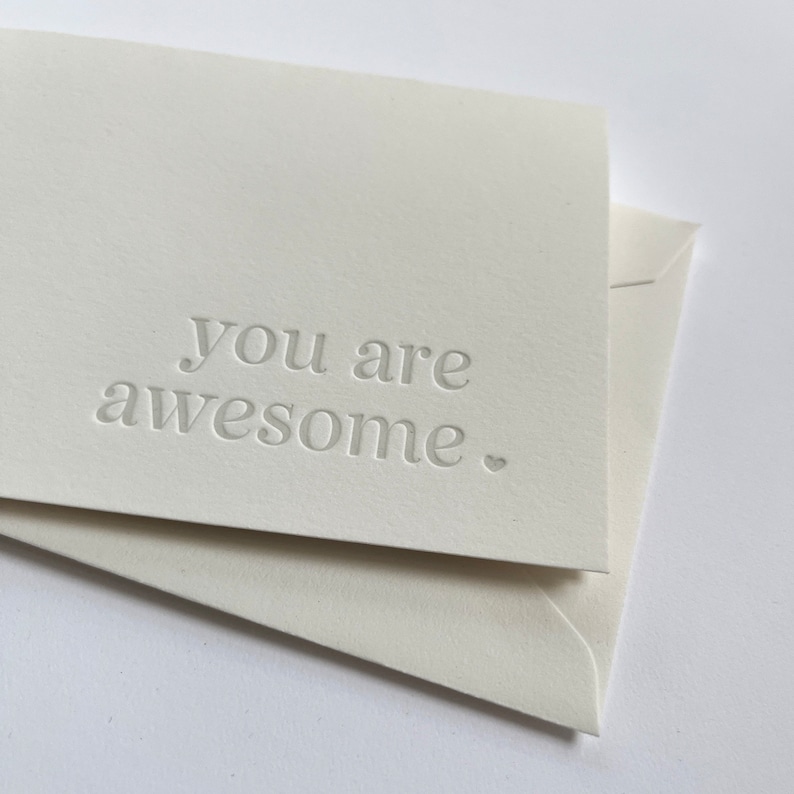 Awesome Letterpress Thank You Card You are awesome Simple Black and White Boxed Set of Six Letterpress Handmade image 4