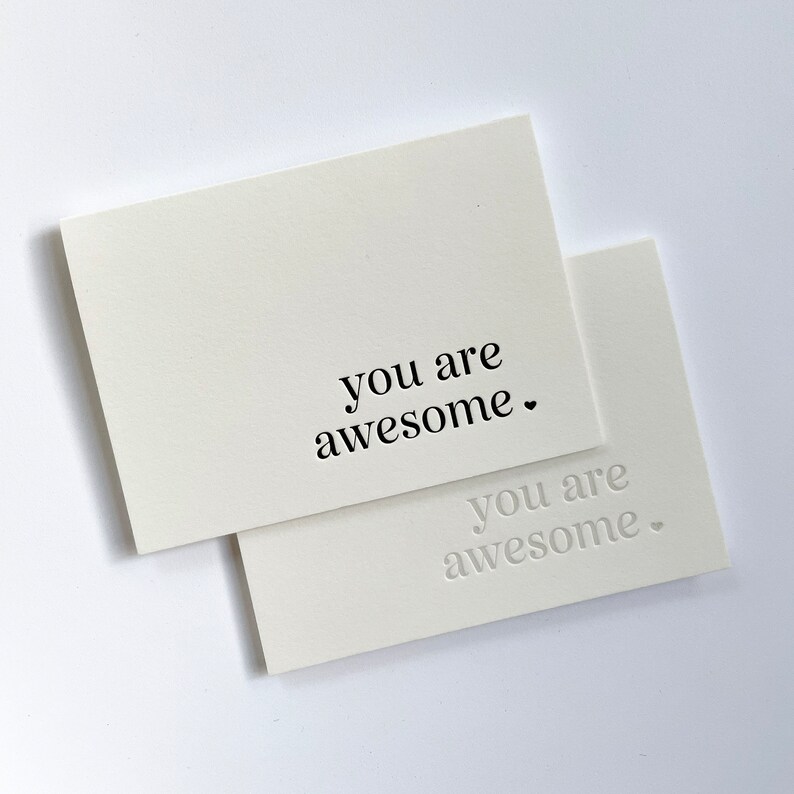 Awesome Letterpress Thank You Card You are awesome Simple Black and White Boxed Set of Six Letterpress Handmade image 5