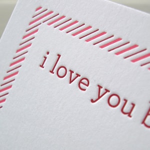 I LOVE YOU card, I love you because, sweet valentine, cute valentine card - Letterpress Valentine card (set of six cards)