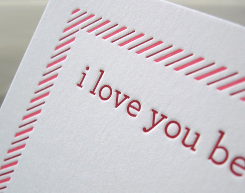I LOVE YOU card, I love you because, sweet valentine, cute valentine card Letterpress Valentine card set of six cards image 1