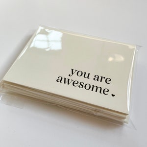 Awesome Letterpress Thank You Card You are awesome Simple Black and White Boxed Set of Six Letterpress Handmade image 6