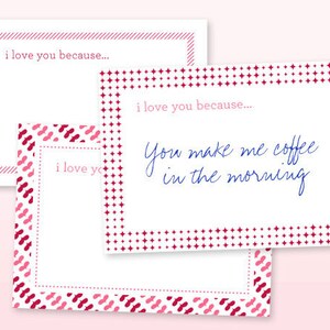 I LOVE YOU card, I love you because, sweet valentine, cute valentine card Letterpress Valentine card set of six cards image 2