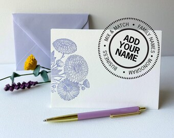 Personalized Vintage Flower Note Cards - Fine Letterpress Stationery - Gift Ready Boxed Set