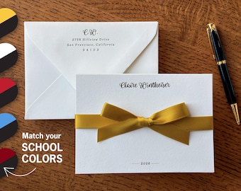 Black Gold Personalized Stationery - College Graduation Gift - Letterpress Thank You Cards - Stationery for Graduate