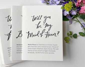 Will You Be My Maid of Honor? - Letterpress - Proposal Card for Wedding Party