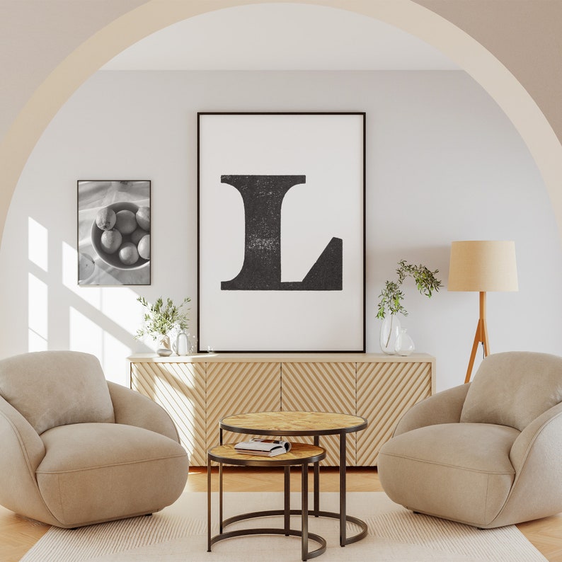 Poster Art Print Letter L Aesthetic Room Decor Minimalist Printable Giant Letters Wall Art Vintage Wood Type Instant Download Art image 4