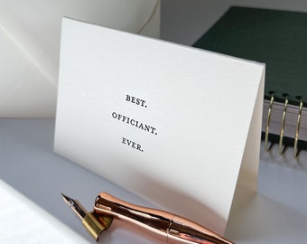 Best Officiant Ever Thank You Card - Letterpress - Minimal Modern Aesthetic - Bridal Party Note Set - Wedding Day Card