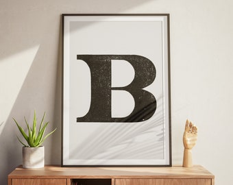 Poster Art Print Letter B - Aesthetic Room Decor Minimalist - Printable Giant Letters - Wall Art - Vintage Wood Type - Instant Download Art