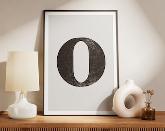 Letter O Print - Vintage Wood Type, Minimalist Wall Art (Instant Download)