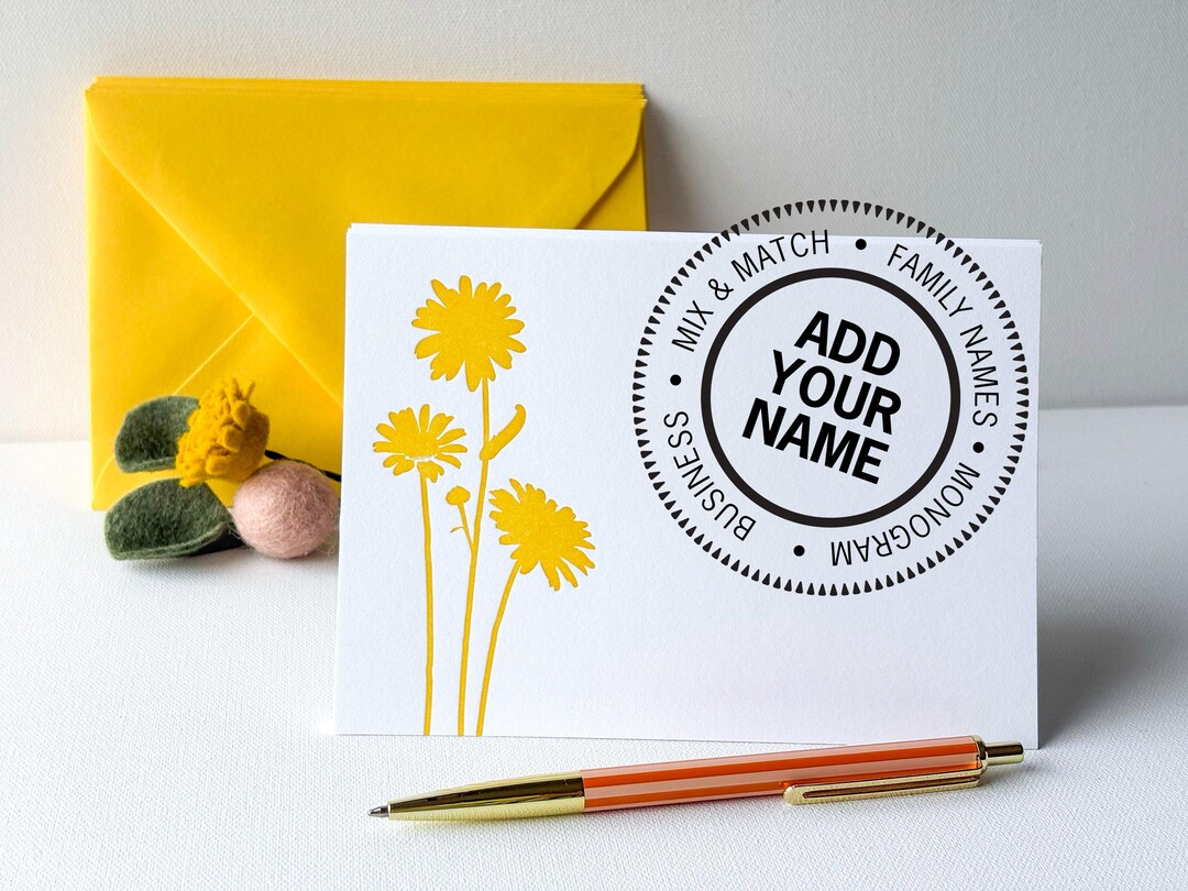 Personalized Yellow Daisy Note Cards - Fine Letterpress Stationery ...