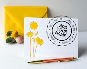 Personalized Yellow Daisy Note Cards - Fine Letterpress Stationery - Gift Ready Boxed Set