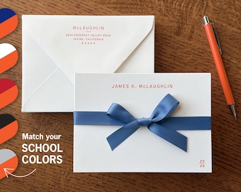 Orange College Graduation Thank You Cards - Personalized Gift - Letterpress Stationery for Graduate