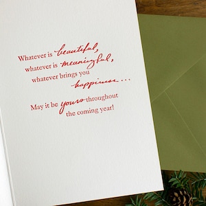 Rustikaler Kiefernzapfen Weihnachtsgrußkarte, Feiertagsgruß, schönes Wintergrün Danksagungskarte, Buchdruck Bild 2