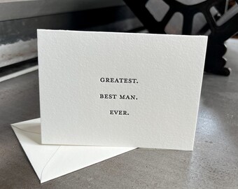 To My Best Man Card - Wedding Day Thank you -  Minimal Modern Aesthetic - Bridal Party Note Set - Letterpress