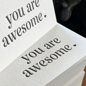 Awesome Letterpress Thank You Card You are awesome Simple Black and White Boxed Set of Six Letterpress Handmade image 2