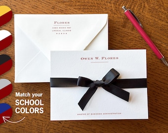 Crimson College Graduation Thank You Cards - Personalized Gift - Letterpress Stationery for Graduate