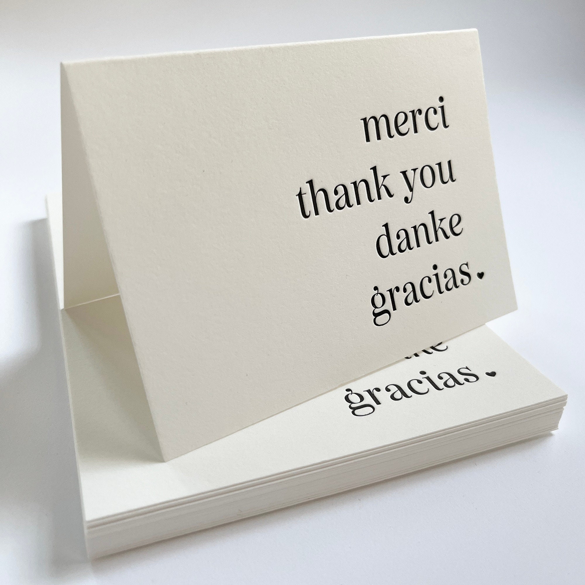 Assorted Thank You Letterpress Cards - Mixed Box Set of 6 - Black ...