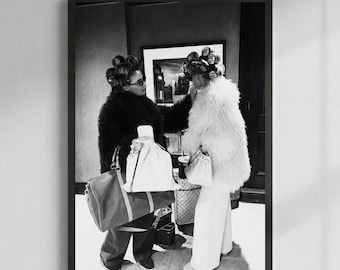 90s Fashion Photography Print, Getting Ready Glam Wall Art, Black and White Luxury Lifestyle Poster, Chic Dorm Room Decor Digital Download