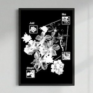 Y2K Grunge Brutalist Wall Art, Dreamcore Aesthetic Flower Poster, Weirdcore Typography Print, Halftone Floral Cyberpunk Room Decor