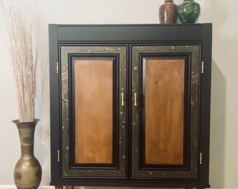 Handpainted Black Cabinet, Storage or Perhaps a Bar?