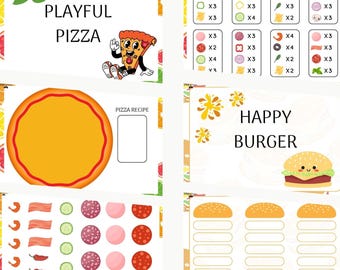 Build Your Own Pizza, Burger, or Sandwich | Printable Food Game for Kids | Cut & Paste Activity | Pretend Play PDF