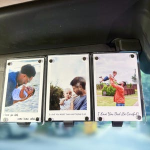 Fathers Day Gift, Custom Car Visor Clip Photo Holder, Personalized Acrylic Gift for Dad Mom Her Him, Husband Gift Drive Safe Sun Visor Clip