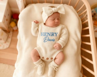 Mameluco de bebé de punto personalizado: Mameluco personalizado; Mameluco bordado