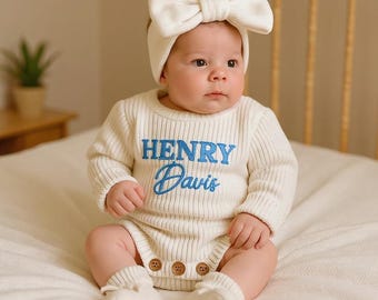 Mameluco de bebé de punto personalizado: Mameluco personalizado; Pelele bordado; Bodies para bebé; Conjunto de regalo para recién nacido