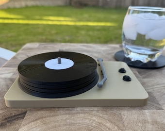 Mini Vinyl Record Coaster Set with Holder Retro Music Decor Unique Drink Coasters Fun Gift for Music Lovers Vintage Style Home Bar Accessory