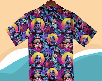 Stormtrooper Hawaiian Shirt, Hawaiian Shirt, Stormtrooper Shirt, Stormtrooper Aloha Shirt, Sta- Wars Shirt, Beach Shirt Summer Trip Shirt