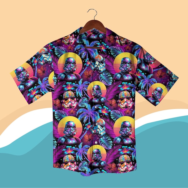 Stormtrooper Hawaiian Shirt, Hawaiian Shirt, Stormtrooper Shirt, Stormtrooper Aloha Shirt, Sta- Wars Shirt, Beach Shirt Summer Trip Shirt
