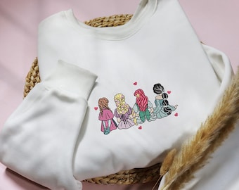 Princess Embroidered Shirt, Princess Dress Shirt, Magic Kingdom Shirt, Princess Shirt Embroidered Princess Squad Sweatshirt
