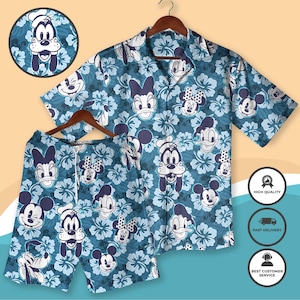 Mickey Mouse Hawaiian Shirt, Aloha Shirt, Minnie Mouse Shirt, Donald Daisy Duck Family Button Up, Goofy Summer Beach Hawaii Shirts
