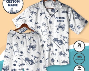 Custom Starfighter Hawaiian Shirt Personalized Sci-Fi Beach Outfit  Spaceship Summer Apparel Gamer Vacation Clothes Star - War Hawaii Shirt