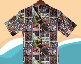 Star - Wars Comic Hawaiian Shirt Vintage Sci-Fi Beach Outfit Retro Movie Fan Apparel Geek Summer Vacation Clothes Hawaiian Shirt gifts