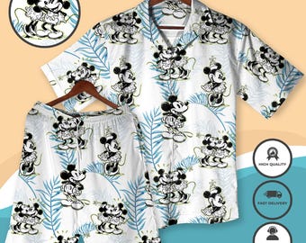 Minnie Mouse Hawaiian Shirt & Shorts – Cartoon Vacation Outfit, Cute Summer Matching Set, Unisex Beachwear, Beach Shirt, Summer Shirt
