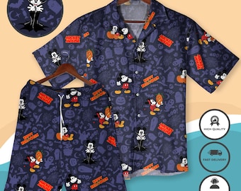 Camisa hawaiana de Halloween de Mickey Mouse, pantalones cortos, disfraz de Mickey espeluznante, atuendo para fiesta de Boo, ropa de otoño a juego, camisa de Halloween, regalos