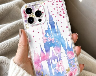 Personalized Flower Castle Phone Case, Fantasy Princess Phone Case, Flower Phone Cover, Magical Theme Park Case, Iphone Samsung Glass Case