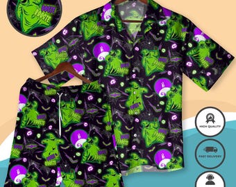 Oogie Boogie Halloween Hawaiian Shirt halloween Christmas Outfit Spooky Aloha Shirt Halloween Boo Gothic Party Clothing Halloween Xmas Gifts