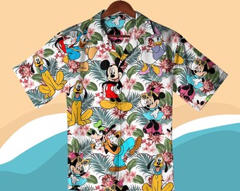 Mickey and Friends Hawaiian Shirt, Hawaiian Shirt, 4th of July Shirt, Trip Vacation Shirt, Minnie Mouse Summer Hawaiian Summer Gift